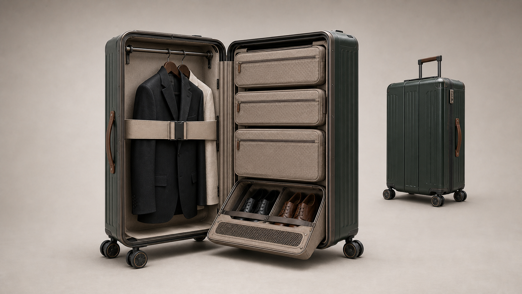Lighter-weight Outfit One modular wardrobe luggage concept